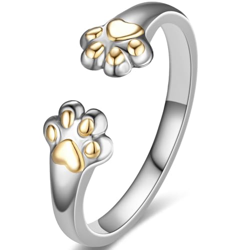 Jude Jewelers Stainless Steel Adjustable Size Cat Dog Pet Paw Style Holiday Party Wedding Statement Ring
