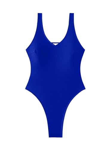 Image of Foxiny Sexy Backless Cheeky High Cut Leg Thong V Neck One Piece Swimsuit