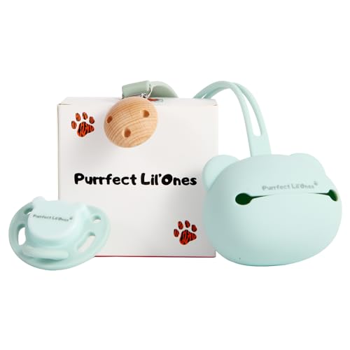 Image of Purrfect Lil’Ones Silicone Baby Pacifier with Accesories | Clip & Case | Non-Toxic, Safe for Teething Babies | Keep it Clean | Light, Strong Grip, Easy to Clean, Travel-Friendly Storage, Shower Gift