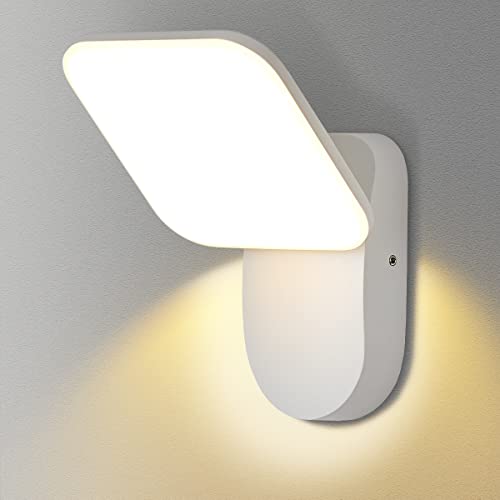 Dr.lazy 12W LED lámpara de pared LED impermeable IP65 moderno Focos de pared aluminio apliques Bañadores de pared Apliques de exterior/Interior (Blanco/Blanco Cálido) Cover