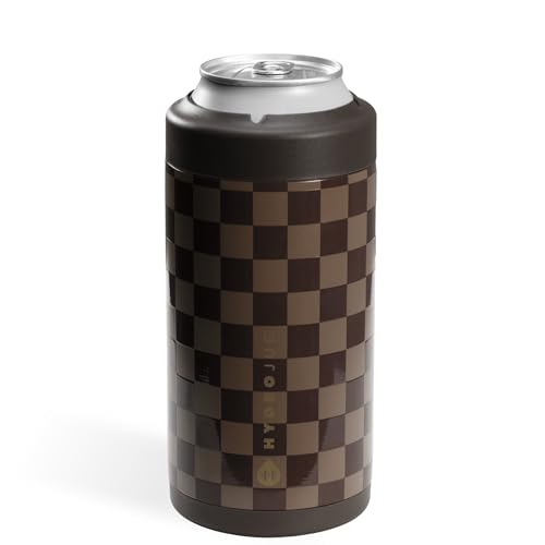 Image of HydroJug Tall Can Cooler 16 oz, Stainless Steel Can Holder, Autumn Checkers