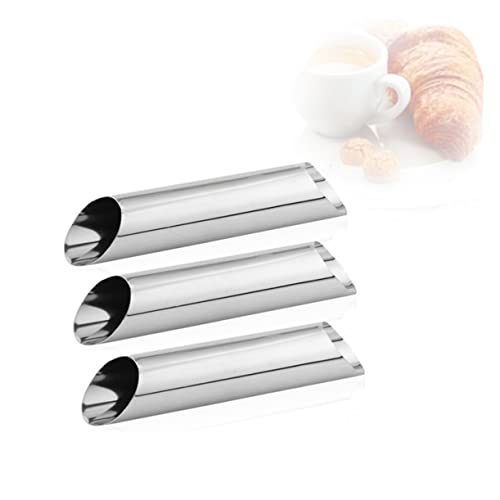 Housoutil 3pcs French Bread Loaf Stainless Steel Roll Horn Cannoli Molds Croissant Forms Conical Shaped Mold Silver