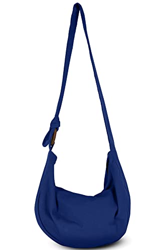 Image of Hobo Crossbody Bag for Women - Handmade Cotton Boho Purse with Wooden Ring | Lightweight Slouchy Shoulder Sling Tote Bag