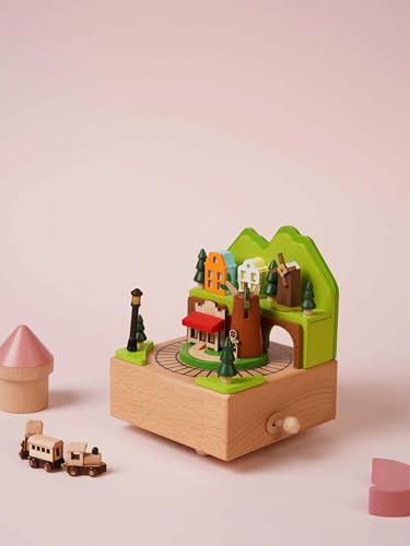 Image of AUGEN Exclusive Music Box Musical Boxes Carousel Children's Boutique Wooden Men and Women Birthday Creative Christmas Valentine's Day Gift Home Decoration (1086F2)