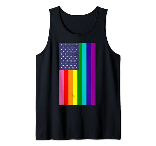 Pride March LGBTQ Rainbow Pride Month Equality US Flag Camiseta sin Mangas