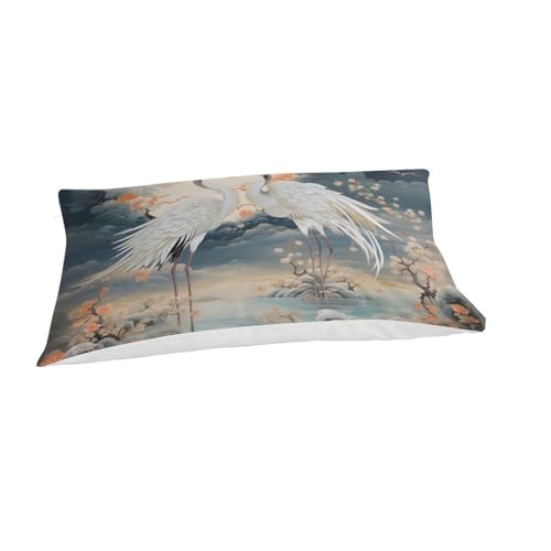 Parure de Lit Grue Blanche en Microfibre Haute Densité Impression 3D - 3
