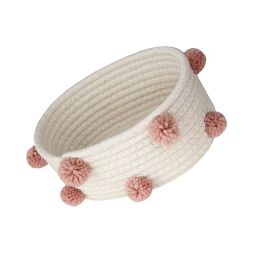 POPETPOP Cesta de Almacenamiento Tejida de Algodón para Cosméticos y Escritorio Cesta Organizadora Pequeña Rosa para Decoración y Ordenación de Objetos Personales