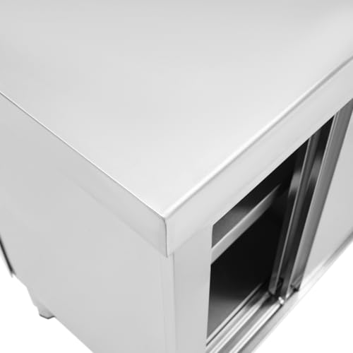Table de travail en acier inoxydable avec placards fermés hygiéniques
