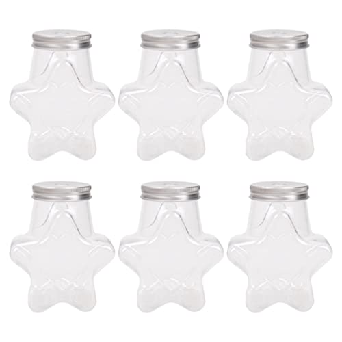 6pcs Cold Drink Bottle Plastic Milk Bottles Transparent Milk Bottle Juice Containers with Lids Milk Tea Packing Bottle Star Shape Drink Bottle Clear Bottle Transparent Juice Bottle