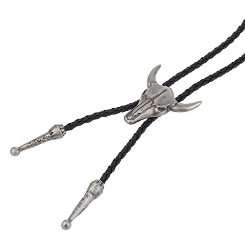 Coolla Bolo Tie- Handmade Bull Western Cowboy Black Vintage Turquoise Pendant For Women,Men (Silver) #TOP5