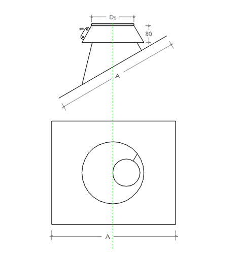 Faldale inclinato inox 6 decimi AISI 304 per canna fumaria (180mm)
