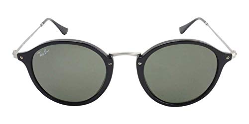 Ray-Ban RB2447 901 Round Fleck Sunglasses Black Frame/Green Lens 52mm