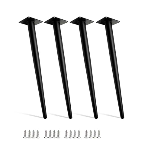 Patas de metal ajustables para muebles, 4 unidades, repuesto para mesas, escritorios, sofás, armarios, aparadores, camas, resistentes patas negras de 55 cm, para decoración elegante del hogar
