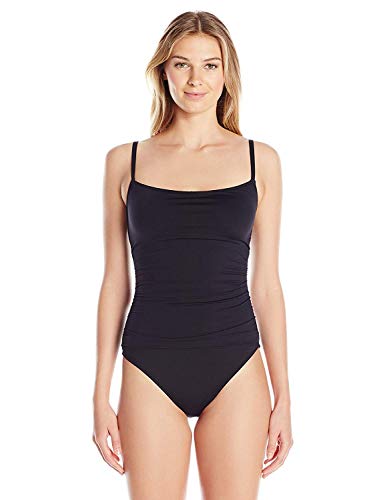 La Blanca Women's Island Goddess Rouched Body Lingerie Mio One Piece Swimsuit, Black, 14