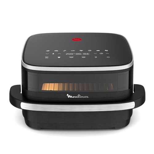 Moulinex Freidora de Aire Easy Fry XL Surface, 2200 W, Doble Resistencia, Cocción Uniforme, Cesta Ancha, 10 Programas Automáticos, Horno para Pizzas, Diseño Compacto, Ventana de Visualización, AL4018