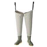 【Leicht und langlebig】 Die Hüftstiefel bestehen aus Nylon und PVC, sind leichter als herkömmliche Gummistiefel, reduzieren das Gewicht und behalten ihre Stärken.