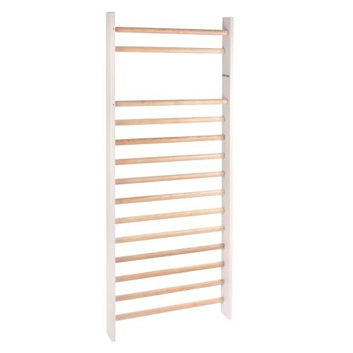 Sport-Thieme Sprossenwand Nordic | Ovale Esche-Sprossen mit Griff-Sicherheit DIN EN 913 12346 | Einzelfeld 14 Sprossen | Weiß | 230x100 cm 170 kg belastbar vormontiert Montageset
