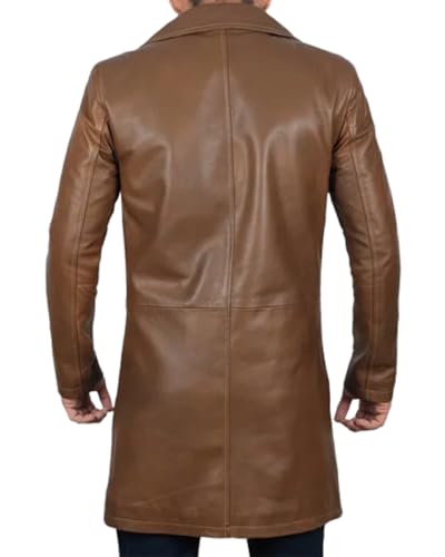 Men’s 3/4 Length Brown Waxed Leather Coat – Classic & Rugged4