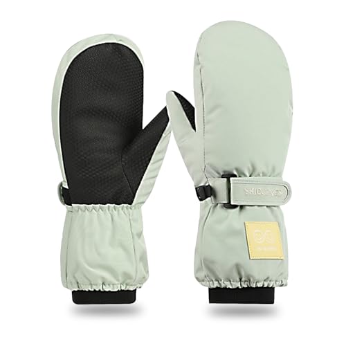 Image of Pixel Panda Thermal Warm Ski Gloves Cold Weather Anti-Slip for Outdoor Skiing Boys Girls?Green-M?