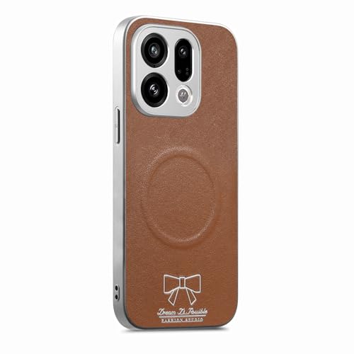 Image of for Oppo Find X9 5G Magnetic Case Butterfly Bow Pattern PU Leather + TPU + PC Shockproof Phone Cover - Brown