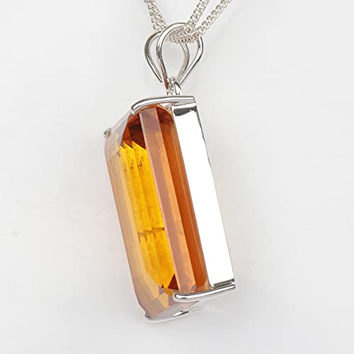 GEMHUB 127.5 Carat Yellow Citrine Emerald Cut Pendant Without Chain – Sterling Silver Pendant for Women2