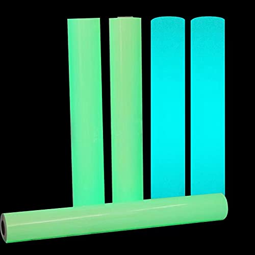Image of Glow in The Dark Heat Transfer Vinyl Rolls Luminous Green Iron on Vinyl 12Inch x 5feet Iron On Vinyl for Cricut, T-Shirts DIY Design, Silhouette Cameo & Heat Press Machine