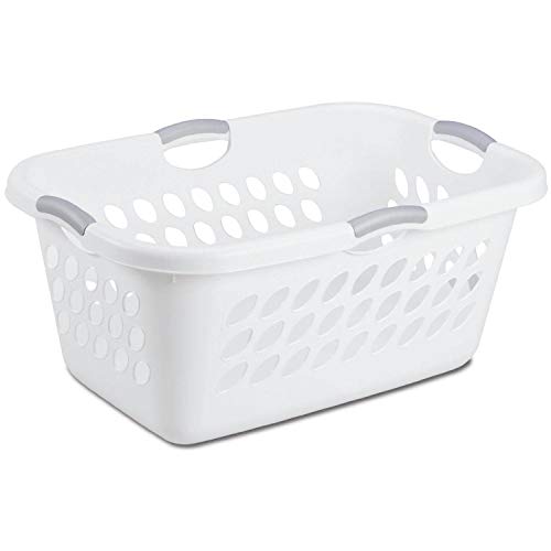 Sterilite 12158006 Ultra Laundry Basket, White with Titanium Handles