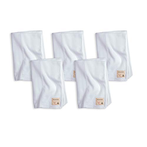 Burt's Bees Baby - Burp Cloths, 5-Pack Extra Absorbent 100% Organic Cotton Burp Cloths, Cloud White Solids #TOP1
