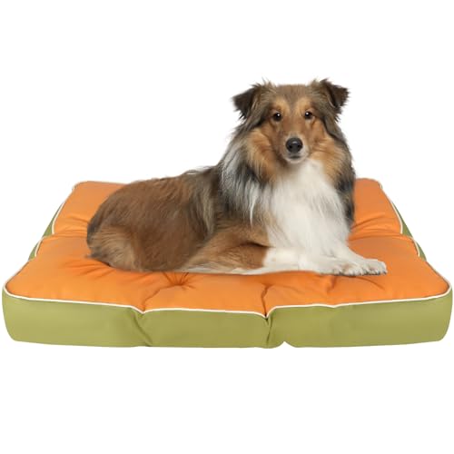 35' x 23' Waterproof Faux Leather Dog Bed for Crate, High Resilience Foam Large Dog Beds, Soft Comfy...