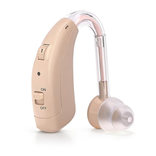Reducción de ruido digital volumen ajustable. Dispositivo de sonido recargable para personas mayores, con Diseño retroauricular cómodo y ligero con puerto de carga tipo C （Soltero）