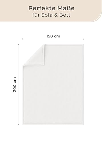 LAYNENBURG Premium Baumwolldecke 150x200 cm - Oeko-TEX 100 - Baumwollmix Kuscheldecke - Decke als Wohndecke, Sofa-Decke & Couchdecke - Wolldecke kuschelig-warm aus Baumwolle (Creme)
