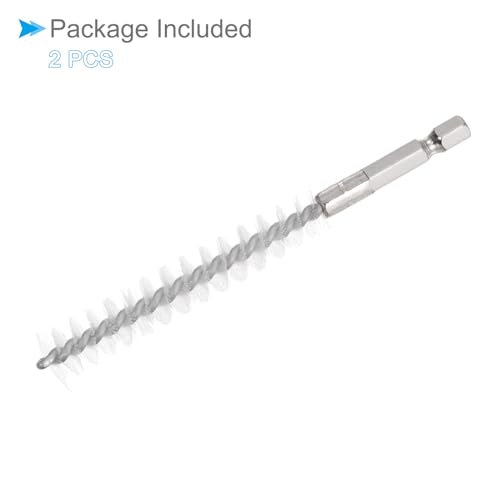 Image of Bore Brush, 12mm Dia 75mm Length, Nylon Twisted Cleaning Wire Brushes with 1 /4 inch Hex Shank - (Applications: for Power Drill), 2-Pieces
