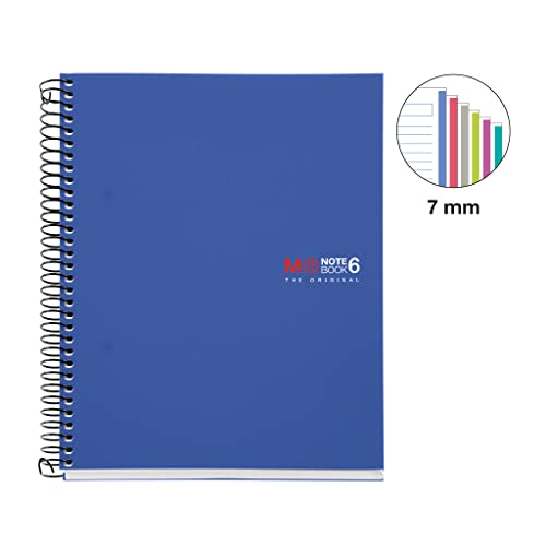 Image of Miquelrius 6 x 8 Wirebound Notebook, 6-Subject, College Ruled, Blue, A5-8.27 inch x 5.83 inch (2835)
