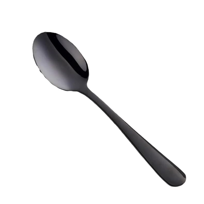 Cuillère à café Cuillères à Dessert Mini cuillère à café colorée en Acier Inoxydable de Luxe en Or Rose, Petite cuillère à Soupe argentée Miroir, Vaisselle for fête, Noir