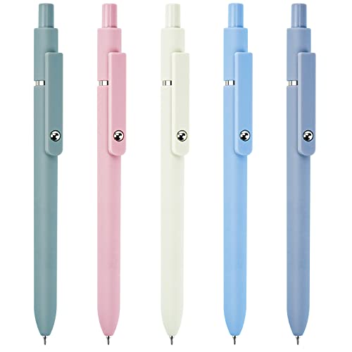ZORRA 5 Stück Aesthetic Kugelschreiber, 0,5 mm Schwarze Tinte Einziehbare Gelstifte, Niedlicher Gelschreiber Aesthetic Stifte Pastell Roller Kugelschreiber für Kinder Studenten Schule Büro (Morandi) Cover