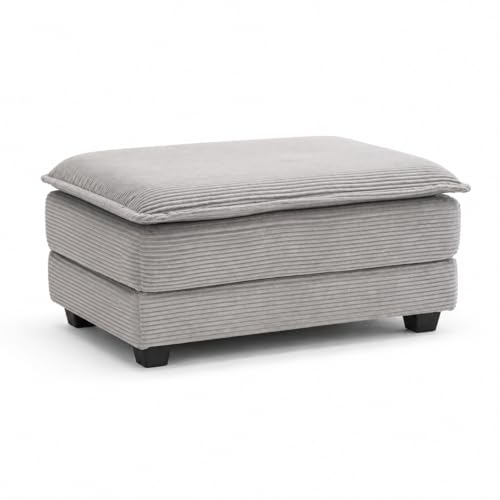 Image of Corduroy Ottoman for Sectional Sofa Couch for Living Room, Apartment, Lightgrey