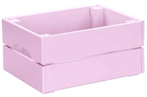 LAUBLUST Hojas Lust  Caja de 100% Madera Maciza en Tamaño m  Pino Color Rosa Aprox. 31 x 23 x 15 cm  Caja de Madera para Guardar y Decoración