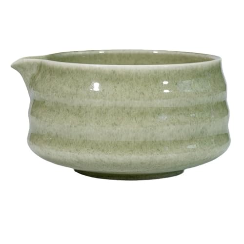 陶器製抹茶茶碗 注ぎ口付き スパウトコレクション 中国抹茶ティーボウル 緑茶カップ 陶器製ボウル コンパクト磁器 抹茶ミキシングボウル 茶器 お茶碗 ティーメイキング泡立ち 茶道 お茶会 練習 焼物 プレゼント ギフト 贈り物, 抹茶色