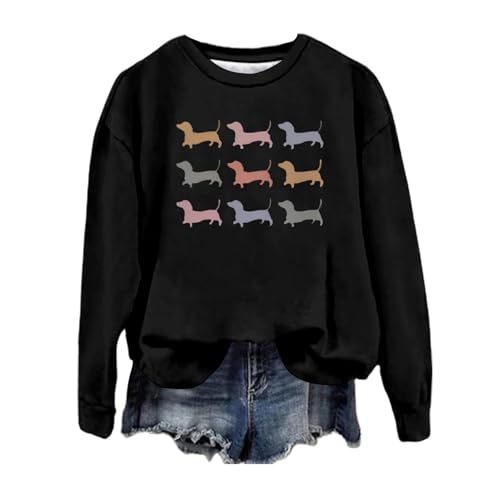 Sweatshirt femme contre le froid pull noir imprimé confortable