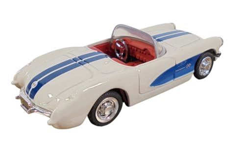 Auto 1:43 Chevrolet Corvette 1957 blanco y azul miniatura 3