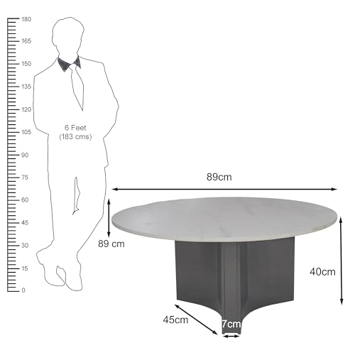 Image of The Attic Celestial Round Coffee Table with Marble Finish, Modern Center Table for Living Room & Lounge