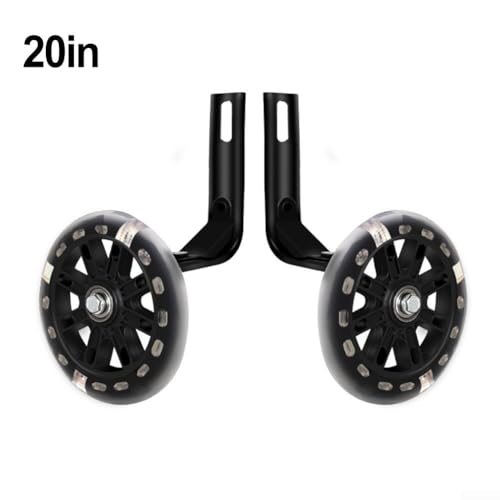 Ruedas de entrenamiento para bicicleta con luz LED multicolor para bicicletas de 14 pulgadas, material sólido PU resistente al desgaste, soporte estable, color negro miniatura 7
