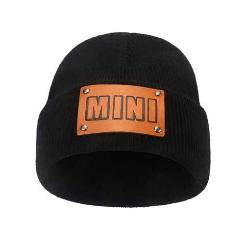 Gorro de punto para niños cálido y acogedor gorro de lana para bebés niños pequeños gorro de punto de invierno para clima frío guantes bebé 12-18 meses, Negro , 1-6 años