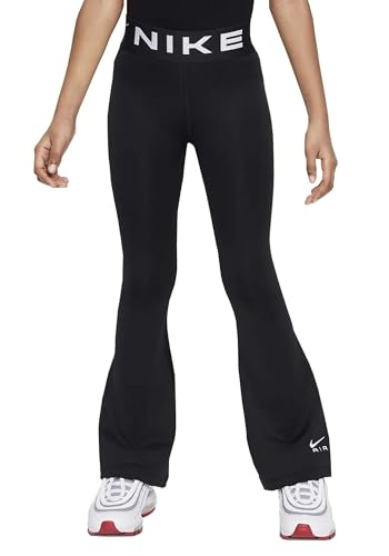 Nike Air Essential Big Kids' (Girls') High-Waisted Flared Leggings Size - Medium Black/White