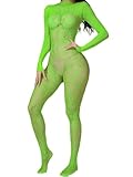 CZSABXY Womens One Piece Fishnet Bodysuit Lingerie Mesh Bodystocking Nightwear Jumpsuit Underwear(Green)