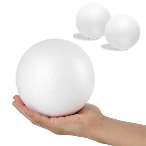 LOKIPA 2PCS 6 Inch White Foam Balls White Polystyrene Balls Craft Foam Balls for Art Crafts DIY Household School Projects and Party Decorations