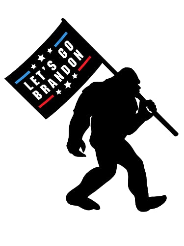 WSQ Bigfoot Sasquatch American Let's Go Brandon Flag Vinyl Sticker Decal - 6 Inches - Funny Waterproof Stickers for Men - Truck Decals - Cars Van Window Bumper Wall Laptop Tablet Cup Helmet Tumbler
