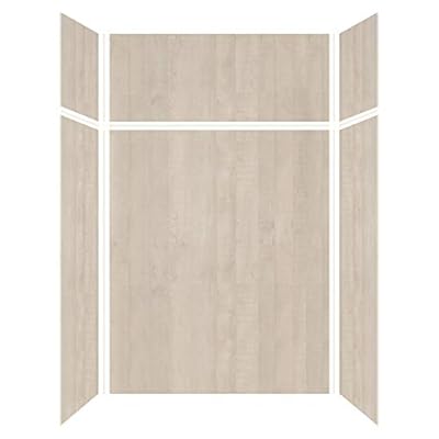 Transolid EWKX603696-45 Expressions 6-Panel Shower Wall Kit with Extension, 36-in L x 60-in W x 96-in H, Bleached Oak