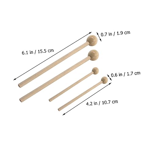 Par de baquetas de madera con cabeza redonda para práctica miniatura 5