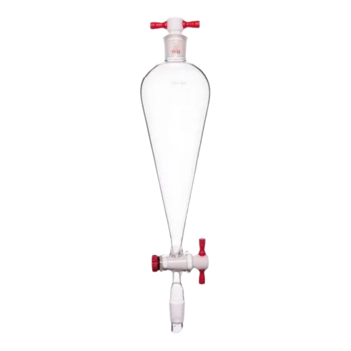Borosilicate Glass Conial Separatory Funnel with 19/22 Joints and PTFE Stopcock & Stopper 250 ml